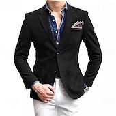 billiga Herrars klassiska kavajer-Herr Kavaj Vardaglig jacka Ledigt Dagligen Streetwear Mode Ledigt vardag Vår Höst Polyester Ensfärgat Klassisk Håller värmen Enkelknäppt med Två Knapphål Blazer Svart Rubinrött Grön Grå