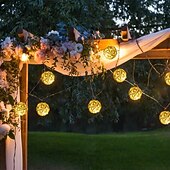 billige Batteridrevet-4 cm sfærisk flettet eventyrlyslenke 10/20LED batteridrevne innendørs fe-lamper er til jul, bryllup, valentinsdag, fest, hjem, hage, balkonger, verandaer og vindusutstillinger