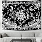 ieftine Tapiserie Pereți-Tapiserie de perete cu soare, agățat, boho ceresc, fluture, stele, flori, cameră de yoga, decor de meditație, artă spirituală zen, poster din material textil pentru sufragerie