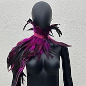 economico Accessori-Accessori Samba Carnevale 2026 Rio Carnevale Mantello Stola Piume Bianche Donna con Collo Alto Costume per Festival in Brasile