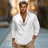 economico Camicie in raso da uomo-Per uomo Camicia Camicia in raso Camicia elegante Camicia con Bottoni Camicia da Ballo Sfumatura Casuale Matrimonio Nero Bianco Blu marino Viola Manica Lunga Collo di pile Tutte le stagioni