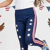  Mädchen 3D Stern Gestreift Hose Leggings 3D-Druck Frühling Herbst Streetwear Basic Stumpfhosen Kinder 4-12 Jahre Lässig Täglich Outdoor Normale Passform