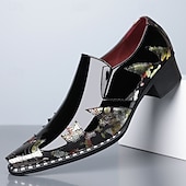 economico Mocassini-scarpe da sposa artistiche in similpelle da uomo – stampa coccodrillo nera e multicolore con dettagli unici, scarpe audaci e creative per matrimoni ed eventi speciali