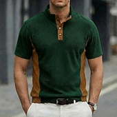 economico Maglietta casual Henley-Per uomo Camicia di Velluto a Coste Maglia Henley Maglietta Manica Corta Tinta unica Semplice Testurizzato Moda Designer Casual Bottoni Collo alla coreana Henley Casuale Quotidiano All'aperto Estate
