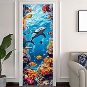 cheap Garage &amp; Door Banners-Underwater World Aquarium Door Banner Colorful Ocean Fish Coral Reef Wall Hanging Decoration Home Porch Decor