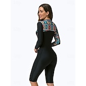 baratos Rash Guards de Uma Peça-Mulheres Anti Atrito roupa de banho Estampado Zíper Frontal Elastano Proteção Solar UV UPF50+ Secagem Rápida Manga Longa Body Roupa de banho Surfe Praia Esportes Aquáticos Verão