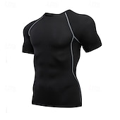 olcso Futó pólók és ujjatlan felsők-Férfi Egyszínű Majica za trčanje Testhetzálló póló Nyár Tavasz Ősz Rövid ujjú Gyors szárítás Tömörítés Nedvességelvezető Edzőterem edzés Aktív képzés Gyakorlat Fekete Fehér Bíbor sportruházat