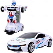 זול ירד ל-30 $-רובוט דפורמטיבי, מכונית ספורט, צעצוע עם רובוט להמרה ואורות, מכונית מופעלת על ידי סוללה לילדים, מוזיקה &amp;בליטה &amp;גו פונקציית ילדים, לבן