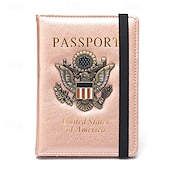 levne úschovna zavazadel a cestování-Pouzdro na pas s blokováním RFID pro ženy a muže, kožená cestovní peněženka na pas s kovovým 3D kovovým odznakem, pouzdro na cestovní doklady, příslušenství