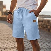 economico retrò-Per uomo Shorts Shorts di Lino Pantaloncini Estivi Shorts da Spiaggia Pantaloncini larghi Coulisse Elastico in vita Semplice Comodità Traspirante Lunghezza al ginocchio Quotidiano All'aperto Ferie
