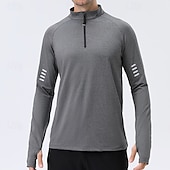 Χαμηλού Κόστους T-shirts και αμάνικα μπλουζάκια για τρέξιμο-Ανδρικά Μονόχρωμο Tricou de Alergat Μπλούζα συμπίεσης Άνοιξη Φθινόπωρο Κουμπώσου Μακρυμάνικο Γρήγορο Στέγνωμα Συμπίεση Ύγρανση Αναπνέει