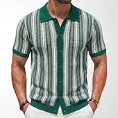 economico Camicie casual eleganti da uomo-Per uomo Camicia Tessuto Camicia casual Camicia con Bottoni Camicia Jacquard Rosso Blu marino Verde Manica Corta Semplice Colletto a Camicia Casuale Quotidiano Jacquard Abbigliamento Elegante Moda
