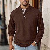 abordables camisetas basicas-Camiseta SoftFade™ para hombres camiseta Henley 100% algodón camisa de lavado ácido camiseta camiseta de manga larga cuello de pie Henley primavera otoño simple vintage moda callejera casual teñida