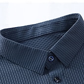 abordables Polo clásico para hombre-Hombre Polo Polo de seda helada seersucker Casual Negocio Cuello polo acanalado Manga Corta Moda Básico Color sólido Con Texturas Botones Verano Primavera &amp; Otoño Ajuste regular Azul Piscina Negro