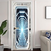 preiswerte Garage- und Türbanner-3D-Aufzugstür-Wandaufkleber, realistische optische Täuschung, selbstklebende, wasserfeste Vinyl-Abdeckung für modernes Homeoffice