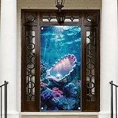 cheap Garage &amp; Door Banners-Underwater World Aquarium Door Banner Colorful Ocean Fish Coral Reef Wall Hanging Decoration Home Porch Decor