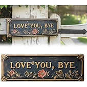 お買い得  壁の彫刻-愛してる、バイバイ - ヴィンテージメタルウォールサイン、愛してるバイバイメタルサイン、レトロなグリーンスタイルのメタルウォールプラーク装飾、廊下 &amp;ドアの装飾、家、キッチン、バー用の農家風の壁アート