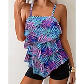 economico Surfing Tankinis &amp; Bikinis-Per donna Standard Costume da bagno Tankini 2 pezzi Paisley Stampato Boyleg Asciugatura Rapida Elastico Senza Maniche Costume da Bagno Costume da bagno Surf Spiaggia Nuoto Estate