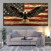  Bandeja de la bandera estadounidense pintura mural militar americana de águila calva decoración del hogar impresa en lienzo pinturas colgantes para sala de estar dormitorio