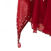 cheap Figure Skating Dresses-Red Rhinestone Figure Skating Dress for Women &amp; Girls – Long Sleeve Mesh Competition Costume with V Open Back and Flowy Asymmetrical Skirt