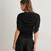 billige Plain t-skjorte-Dame T skjorte Rynket Lapper Grafisk عادي Stilfull Varmt Sexy Ermeløs Ermeløs Cowl-hals Vanlige topper Daglig Ut på byen Helg Svart Hvit Brun Vår Høst Vinter