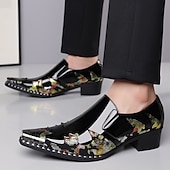 economico Mocassini-scarpe da sposa artistiche in similpelle da uomo – stampa coccodrillo nera e multicolore con dettagli unici, scarpe audaci e creative per matrimoni ed eventi speciali