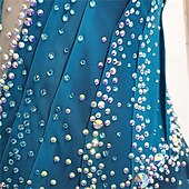 halpa Taitoluistelupuvut-Fleecetakki taitoluisteluun Taitoluistelupuku Naisten Luistimet Hameet Järvensininen Tilkkutäkki Peukalonreikä Elastinen Kouluts Kilpailu Luisteluasu Klassinen Kristalli / Strassi Pitkähihainen