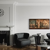 preiswerte Bis zu 30 $-Rustikale amerikanische Flagge extra große Wandkunst patriotische Wandkunst Flagge und Kiefernbaum Gemälde Leinwanddruck gerahmt bereit zum Aufhängen
