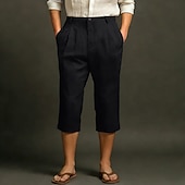 tanie Klasyczny-Męskie Lniane spodnie Spodnie capri Letnie spodnie Kieszeń Elastyczny pas Równina Komfort Oddychający Długość do łydki Codzienny Na zewnątrz Plaża Moda Styl klasyczny Niebieski Ciemny khaki Średnio