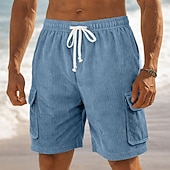 economico Pantaloncini casual-Per uomo Shorts Pantaloncini casual Pantaloncini di velluto a coste Tasca Elastico in vita Semplice Comodità Traspirante Corto All'aperto Vacanza Abbigliamento quotidiano Moda Streetwear Blu Nero