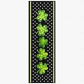 baratos Tapetes corredores-Tapete corredor para o Dia de São Patrício, fundo preto com trevos verdes e bolinhas, ideal para decorar corredores em clima festivo.
