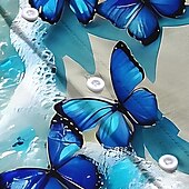tanie Uccelli &amp; Animali-Men's Butterfly Ocean Waves Summer Hawaiian Shirt Button Up Shirt Aloha Shirt Short Sleeve Hawaiian Casual Vacation Summer Spring Turndown 3D Print Collared Shirts Front One Pocket Blue Purple Green