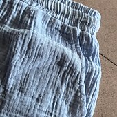 voordelige Retro-Voor heren Korte broek Linnen korte broek Zomer korte broeken Strandshorts Seersucker-short Trekkoord Elastische taille Effen Comfort Ademend Knielengte Casual Dagelijks Buiten Vakantie Modieus Wit