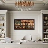 preiswerte Bis zu 30 $-Rustikale amerikanische Flagge extra große Wandkunst patriotische Wandkunst Flagge und Kiefernbaum Gemälde Leinwanddruck gerahmt bereit zum Aufhängen
