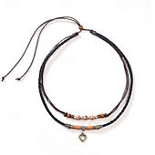 voordelige Kettingen en hangers-1 stuk Hangertjes ketting Ketting For Dames Dagelijks Straat Leder Legering Lapwerk Kruis Hart