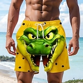 Homens Desenho Animado Crocodilo Engraçado Calção Justo de Natação Shorts de Natação Bermuda de Surf Cintura Média Havaiana férias na praia Bolsos laterais Forro de malha Cintura elástica com cordão