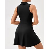 Недорогие Женское платье-Жен. Однотонный Теннисное платье Спортивное платье Без рукавов Застегнуться Влагоотводящие Дышащий Теннис Бег Фитнес Платья Черный Синий Лиловый Теннисная одежда