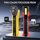 cheap Flashlights-Flashlight with Dual Light Sources 180 Degree Rotating Digital Power Display USB-C Rechargeable for XTE for COB LED Outdoor Camping Hiking