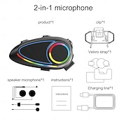 baratos Acessórios para motociclos e quadriciclos-Fones de ouvido Bluetooth para capacete K17, ciclismo, super graves, luz ambiente colorida, microfone capacitivo, assistente de voz inteligente.