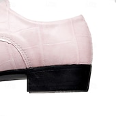 Χαμηλού Κόστους Derby παπούτσια-Ανδρικά ροζ παπούτσια με ανάγλυφο κροκόδειλο, δερμάτινο επάνω μέρος με κορδόνια, μοντέρνο στυλ, ιδανικά για μοντέρνους άνδρες σε γάμους και εκδηλώσεις