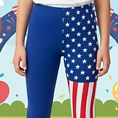  Mädchen 3D Grafik Flagge Hose Leggings 3D-Druck Frühling Herbst Streetwear Basic Stumpfhosen Kinder 4-12 Jahre Lässig Täglich Outdoor Normale Passform