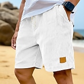 baratos Calções Estilo Casual-Homens Shorts de verão Shorts de praia Shorts casuais Shorts de veludo cotelê Com Cordão Cintura elástica Côr Sólida Conforto Respirável Comprimento do joelho Diário Ao ar livre Feriado Férias Moda