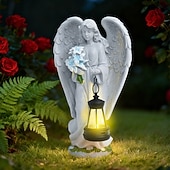 olcso Pathway Lights &amp; Lanterns-1 db kültéri, napelemes, vízálló, imádkozó angyalfigura gyantás lámpa, kerti udvari ösvény gyepdekoráció, vallási angyalszobor, mezőgazdasági tájvilágítás, kültéri dekoratív kiegészítő lámpa