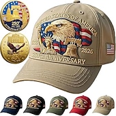  כובע יום הולדת ה-250 של ארצות הברית עם 2 מטבעות זכרון עיט וחירות כובע מודפס דיגטלי לאירוע חגיגת יום העצמאות מתנת פטריוטית חצי אלף