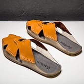 economico Sandali casual-sandali da uomo in similpelle marrone, tomaia cucita a mano, plantare comodo, stile casual rilassato, adatti per il tempo libero estivo e per l'uso interno