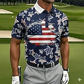  4 iulie 2026, a 250-a aniversare Bărbați Steagul american Golf Tricouri polo sport Manșon scurt Tricouri de polo Cămăși cu guler Casual Îmbrăcăminte Atletică Ținuta de festival Nasturi Primavara vara