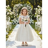 billige Barn &amp; Blomsterpike-Barnesko med perlebånd og sløyfe til blomsterpiker med strass-tå, elegante prinsessesko til små jenter i kunstskinn, komfortable brudesko med lav hæl, perfekte for blomsterpiker
