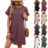 abordables Vestido Sencillo-Mujer Mini vestido Vestido estilo camiseta Vestido de verano Casual Diario Holgado Plano Manga Corta Cuello Barco Azul Piscina Blanco Rosa Rojo Verano