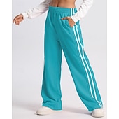 baratos Calças de Corrida &amp; Meias-Mulheres Calças de corrida casuais Calças Palazzo Casuais Calças esportivas Patchwork Bolsos Cintura elástica Vestuário de atletismo Casual Diário Ao ar livre Verão Primavera Outono Proteção Solar