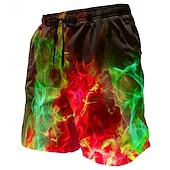 abordables Impresión Geométrica-Hombre Fuego Resplandor de neón Boxers de Natación Pantalones de Natación Pantalones de Surf Media cintura Moda informal Exterior Vacaciones Uso Diario Bolsillos laterales Forro de malla Cintura